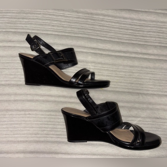 Antonio Melani Clawdia Black Wedges Size 10m - Picture 1 of 5